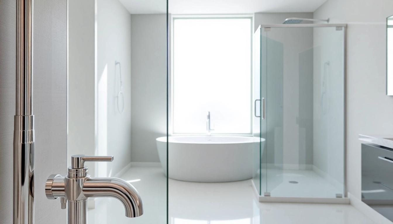 Showcasing sunney shower doors in a stylish bathroom, highlighting elegance and clarity.