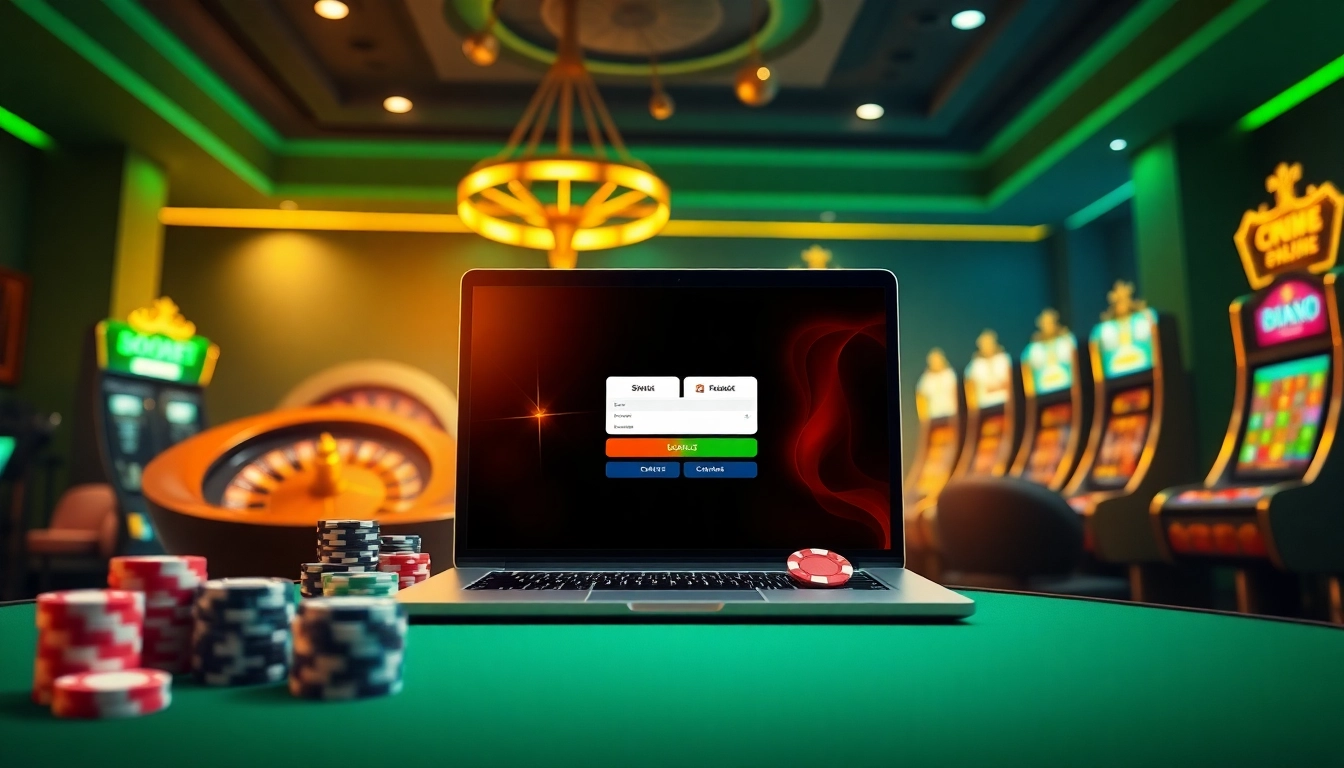 Experience sbobet login terbaru with a professional online gambling setting featuring vibrant casino elements.