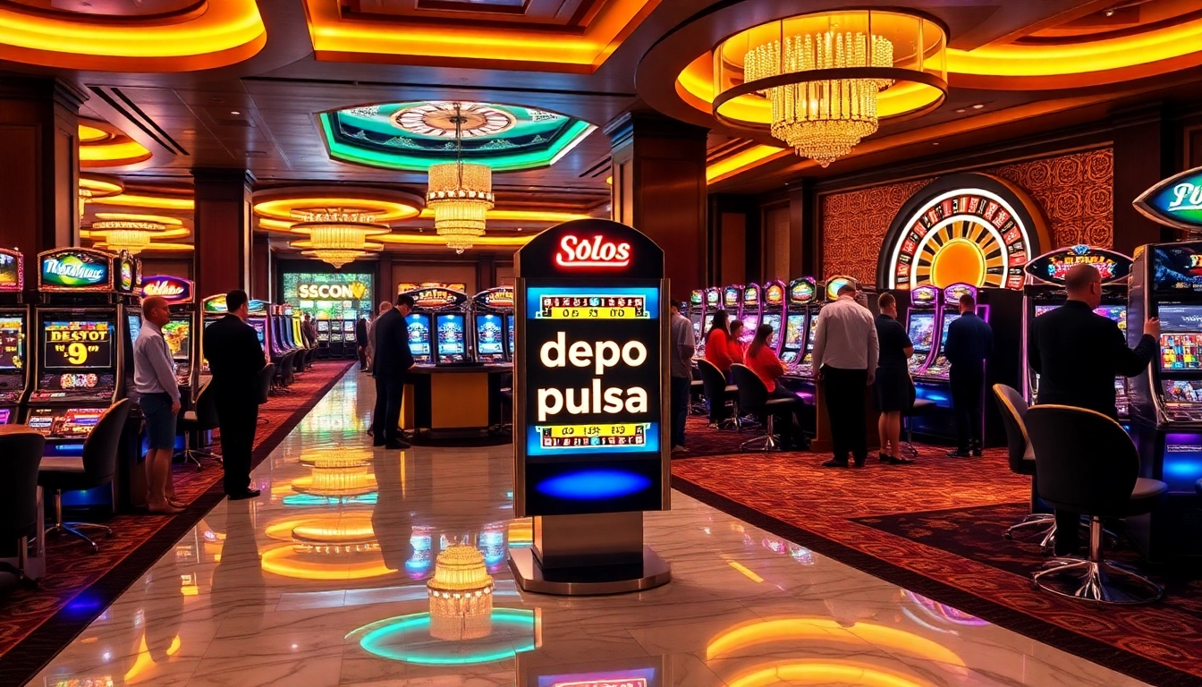 Menikmati kemenangan yang mendebarkan pada mesin slot depo pulsa dalam suasana kasino yang ramai.