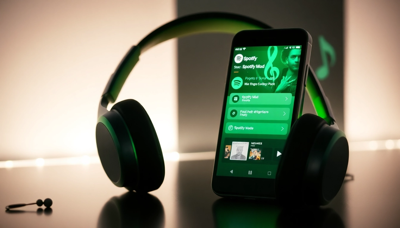 Discover the exciting features of Spotify Mod displayed on a smartphone interface.