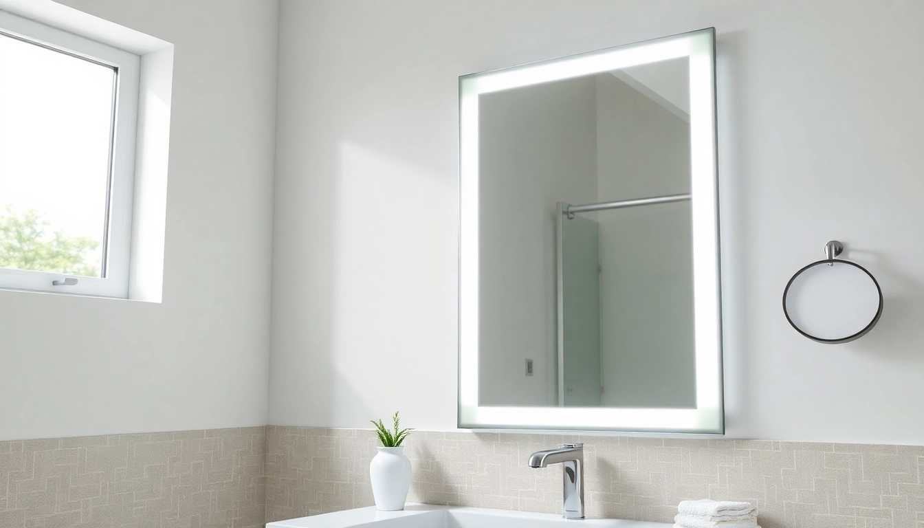 Enhance your bathroom decor with a stylish mirror with lights that illuminates any space.