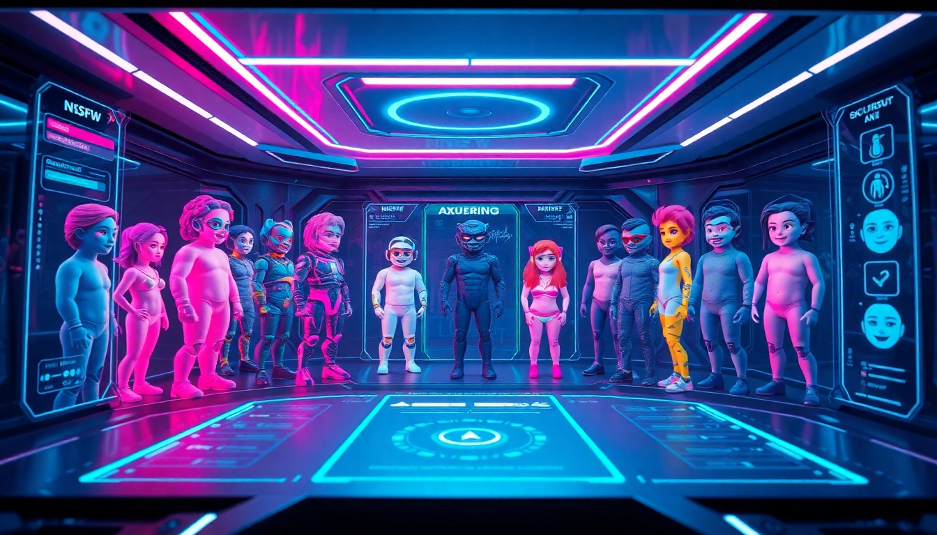 Dynamic NSFW character AI interface showcasing customizable digital avatars.