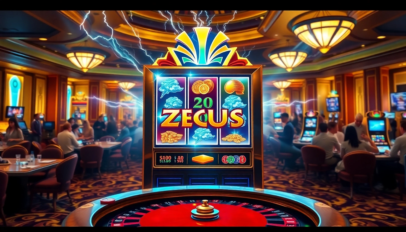 Rasakan sensasi bermain Zeus Slot di tengah suasana kasino mewah yang dipenuhi kegembiraan dan antisipasi.