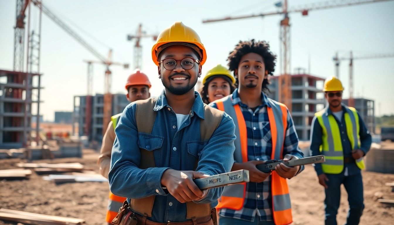 Apprentice engaged in construction apprenticeships carolinas, collaborating actively on-site.
