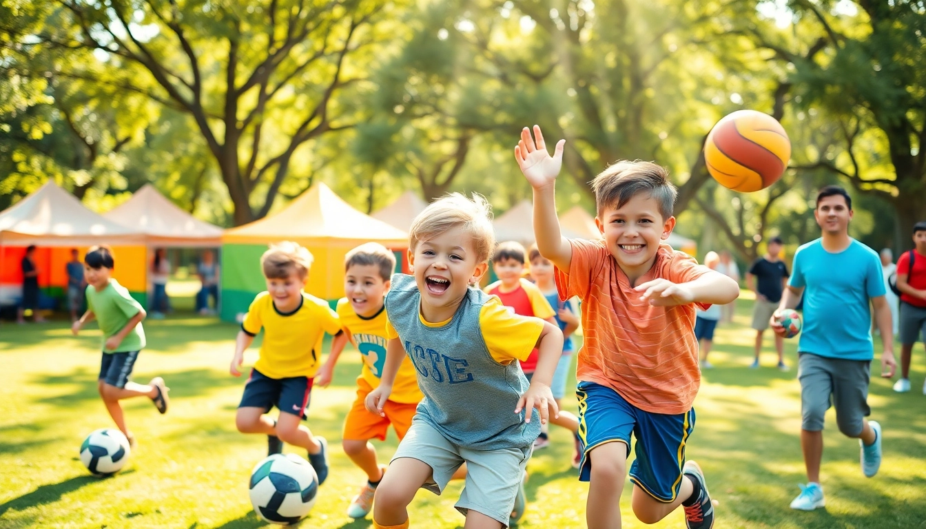 Active boys enjoying Multi Sports Camps for Boys, engaging in soccer and basketball.