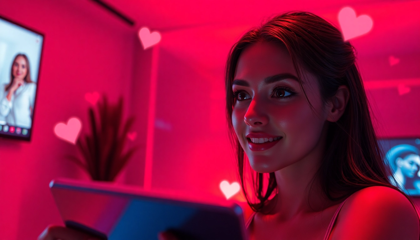 Intimate NSFW AI chat scene showcasing lifelike interactions and modern design.