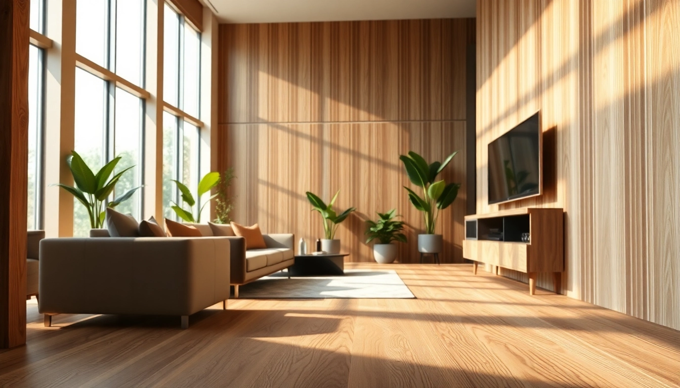 Transform your space with fluted wood panels adding texture and elegance to your decor.