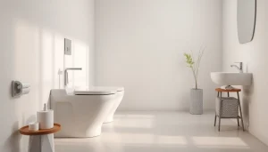 Copri wc elegante in un ambiente bagno moderno, evidenziando design e comodità.