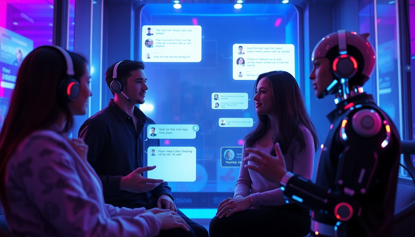 Engaging with the best NSFW AI chatbots in a futuristic, immersive digital environment.