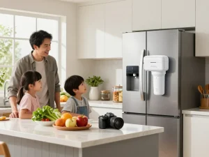 EcoAqua 5231JA2006A Refrigerator Water Filter showcased in a bright kitchen, emphasizing family health and clean drinking water.
