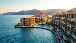 Apartment for sale in Alanya featuring scenic sea views and modern architecture in a vibrant coastal setting.