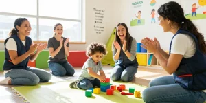 Occupational therapy session for kids focusing on motor skills development and sensory integration.
