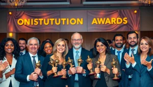 Celebrating Construction awards winners receiving recognition at a prestigious event.